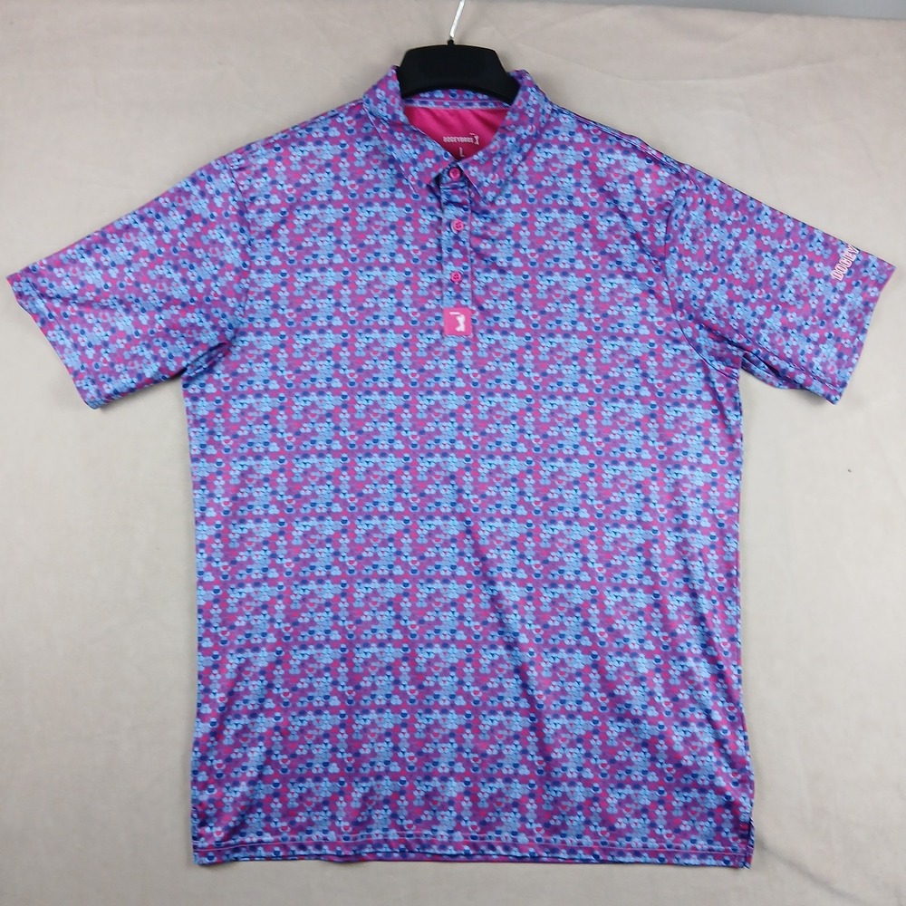 Bogey Bros Whale Tail Large Mens Polo Shirt Golf 22x29 Stretch Performance - Picture 3 of 10